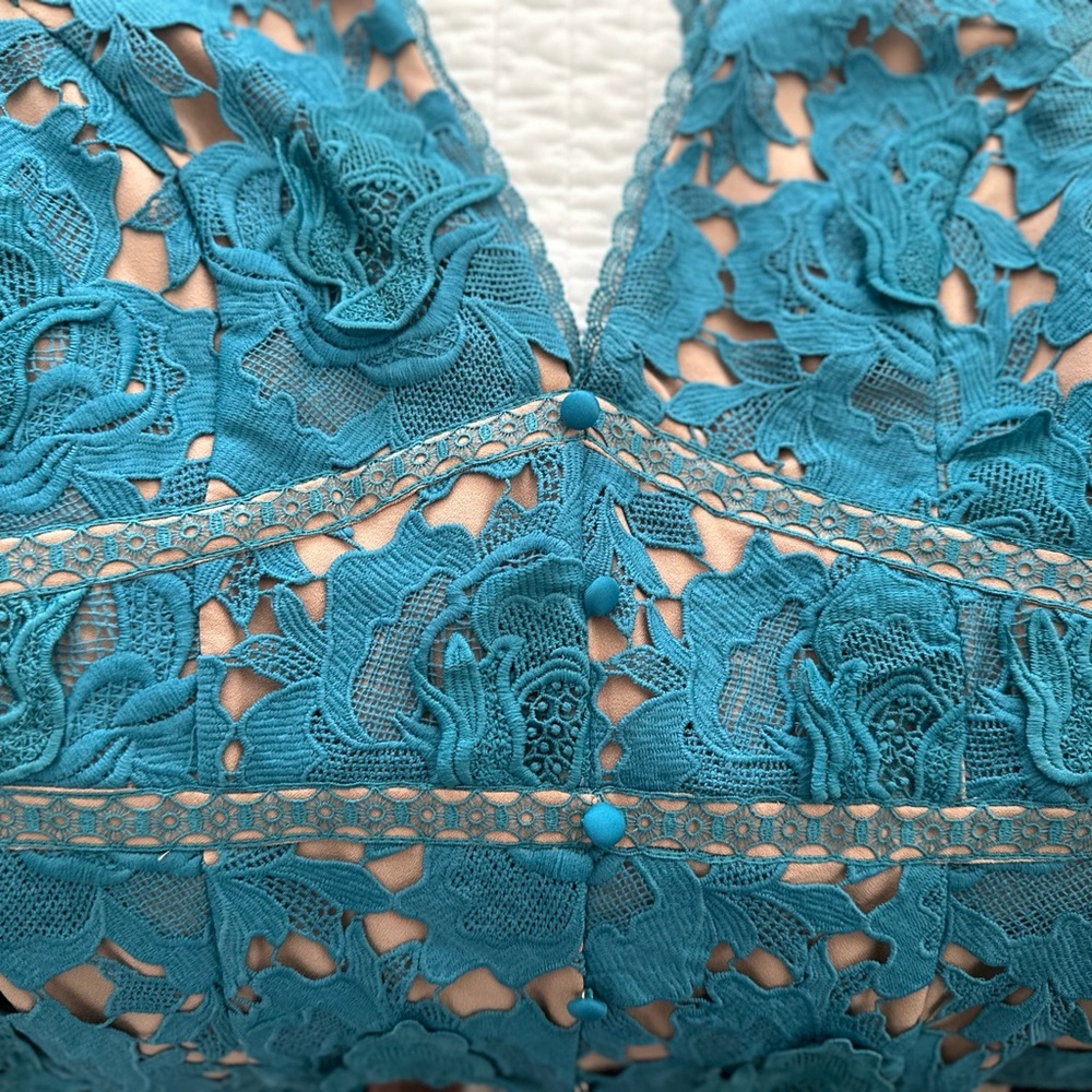 Adelyn Rae Blue Puff Sleeve Midi Dress - Picture 5 of 8